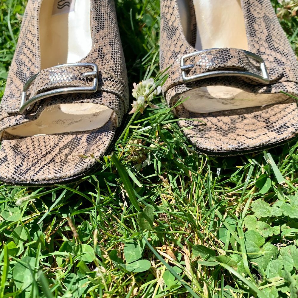 Bill Blass leather, snake print, sling-backs, 8 - Picture 6 of 16